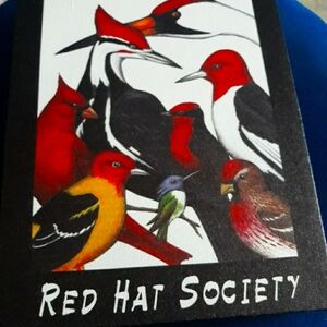 Price dropped today.$13, 8X10 Red Hat Society Artwork Plaque